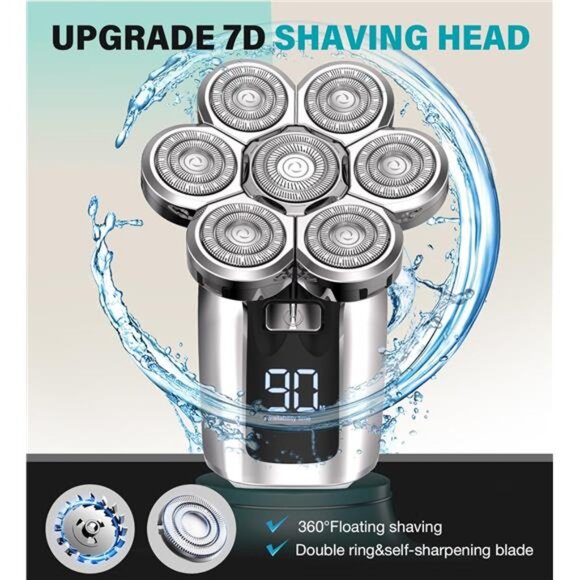 Head Shavers for Bald Men, Upgraded 7D Electric Razor, Cordless Rechargeable - Picture 5 of 7